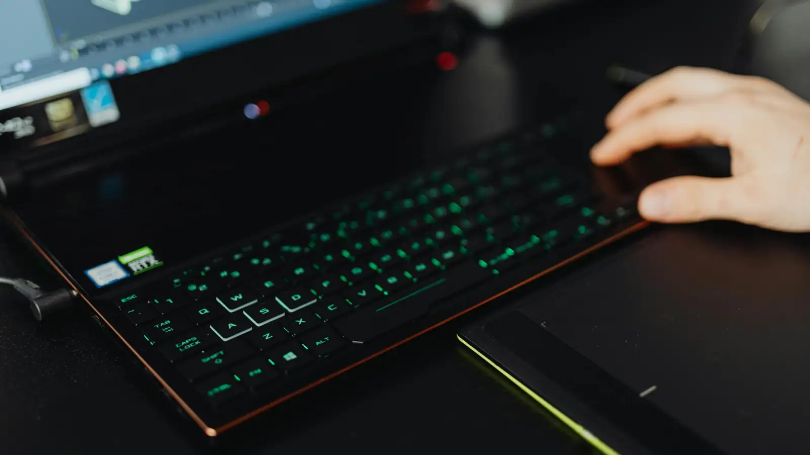 Laptop with language learning dashboard on screen